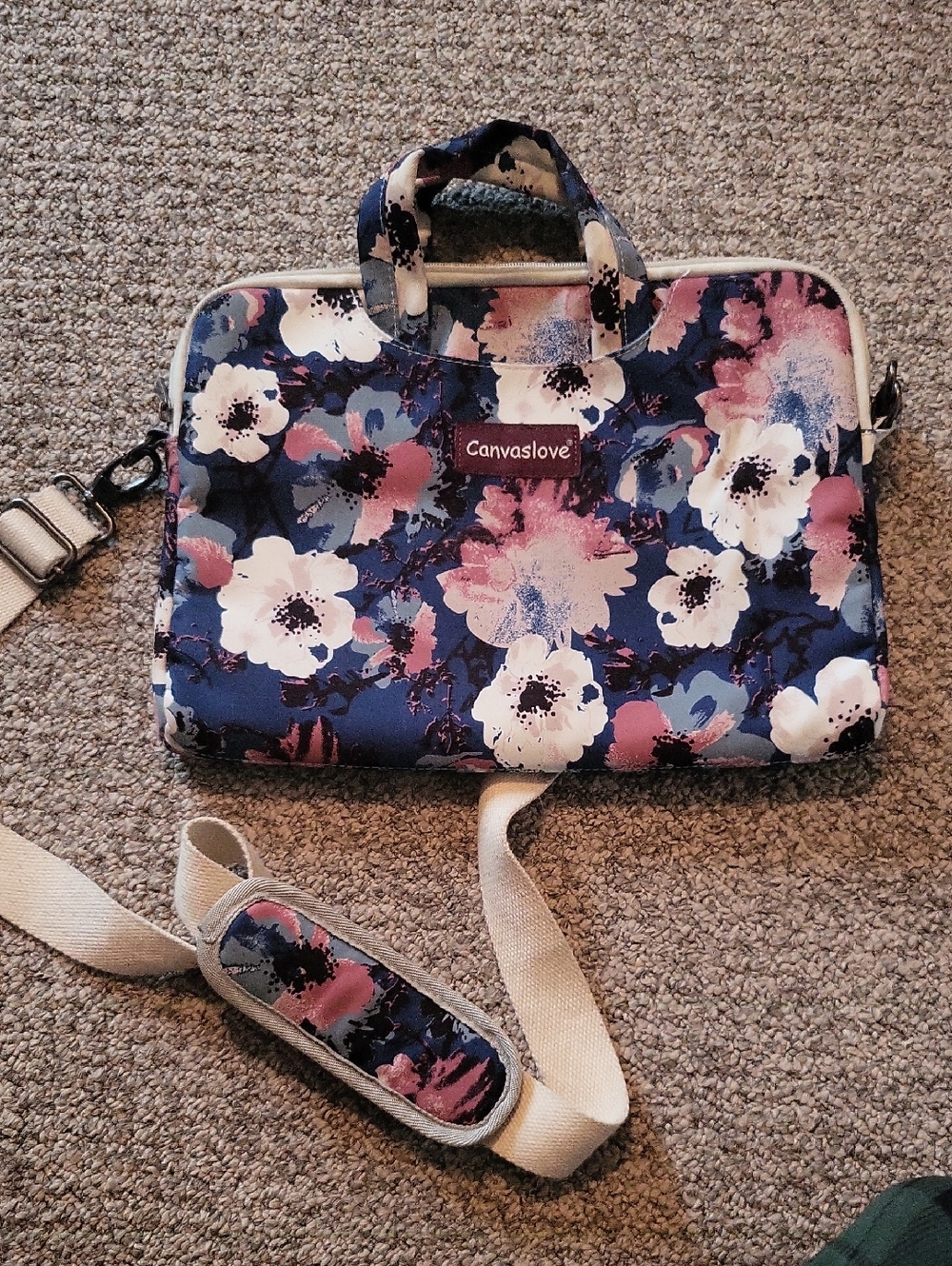 Canvaslove Floral Computer Bag with Removable Strap